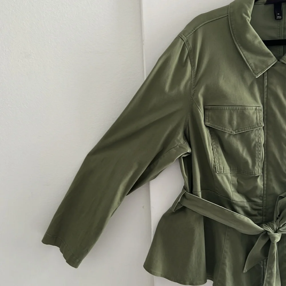 2. Lane Bryant Woman’s Jacket with Peplum waist, zip and snap closure, and belt - Picture 6 of 16
